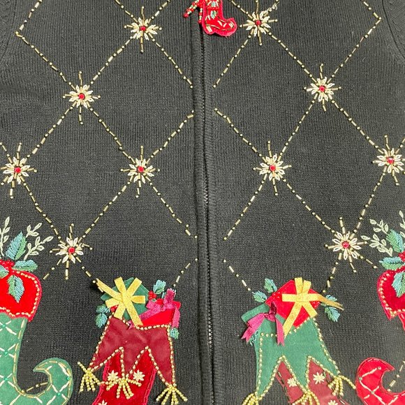 Heirloom Collectibles Christmas cardigan sweater - size M - Picture 8 of 10